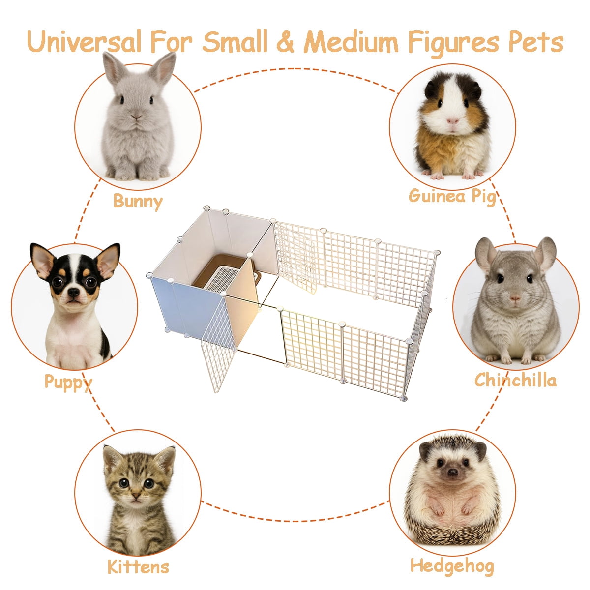 Aqwiopr 16-Panel Metal Pet Playpen Puppy Playpen with Door - Foldable, Indoor/Outdoor Use - 1 Pack