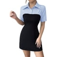 thumbnail image 3 of Women'S Striped Short Sleeve Thigh Bodycon Short Dress Business Casual Outfits Blue S, 3 of 10