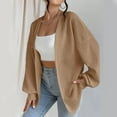 thumbnail image 2 of UAMVSH Womens Cotton Cardigan Trendy Ribbed Knitted Long Lantern Sleeve Dusters Oversized Open Front Lightweight Duster Coats(Large,Khaki), 2 of 3
