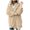 Beige, variant on Women Hooded Cardigan Fuzzy Jacket Winter Open Front Fleece Coat Outwear with Pockets