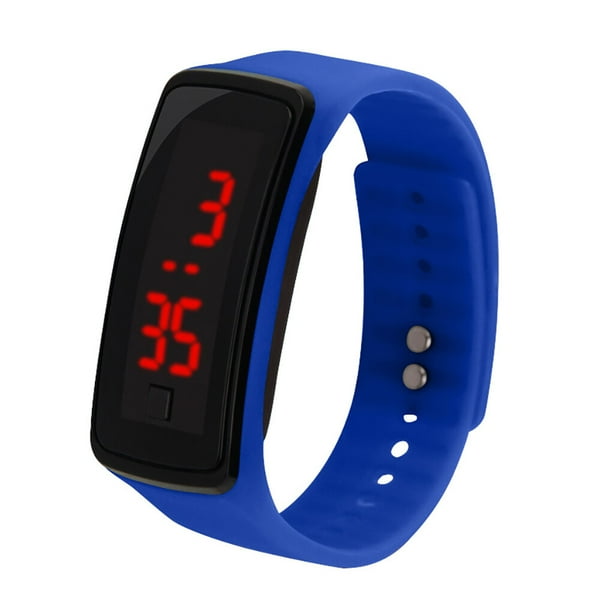 ziyahi Wrist Watch Silicone Band LED Sports Digital Bracelet Wristwatch for Kids Women Men Dark Blue