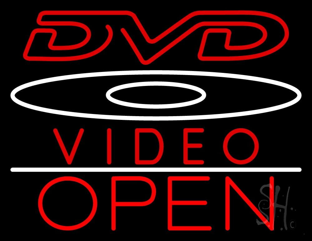 Dvd Video With Cd Logo Open LED Neon Sign 24 x 31 - inches, Clear Edge ...