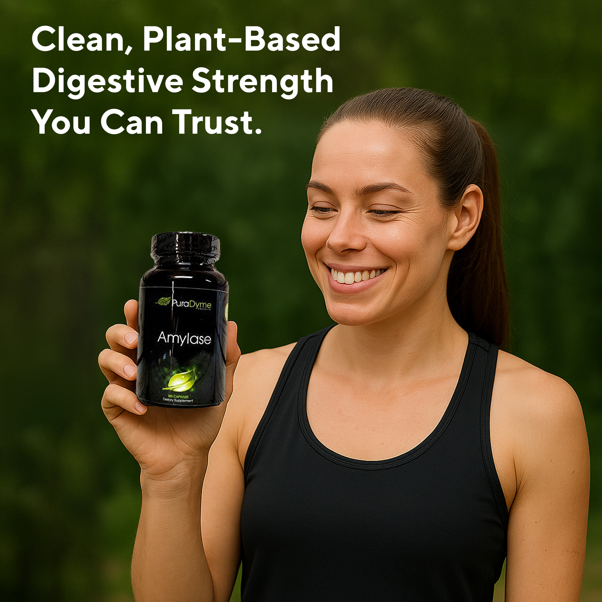PuraDyme Amylase Digestive Enzymes, Plant-Based Supplement for Carb Digestion, Bloating Relief and Energy Support, Vegan, Gluten-Free, Non-GMO Capsules (180 Capsules)