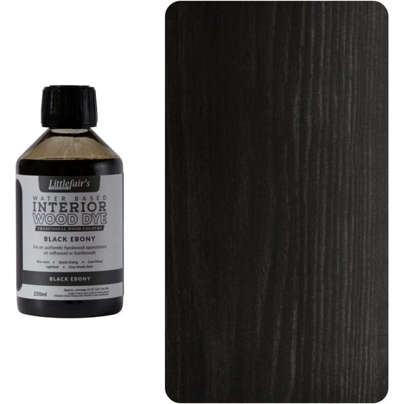 Wood Stain Water Based - 8.5oz/250ml - Indoor Furniture Stain Light & Dark Finishes - Special Non Toxic & Eco Friendly Formula - Wood Stain for Crafts - Color: Black Ebony