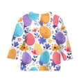 thumbnail image 5 of LTTVQM Easter Shirts for Girls 3/4 Sleeve Funny Rabbit Eggs Print T Shirts Loose Fit Round Neck Blouse Trendy Outfits Multicolor 12-13 Years, 5 of 5