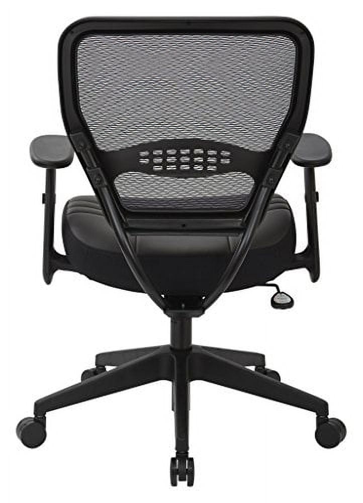 Managerial Chair Desk Chair, Adjustable Arms, 19" to 25" Height, Leather, Black 5700E