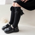 thumbnail image 4 of Dongfang Kids Socks Toddler Girls Large Bow Plain Knee Length Non Grip Stockings For School Durable Breathable Long Socks, 4 of 4