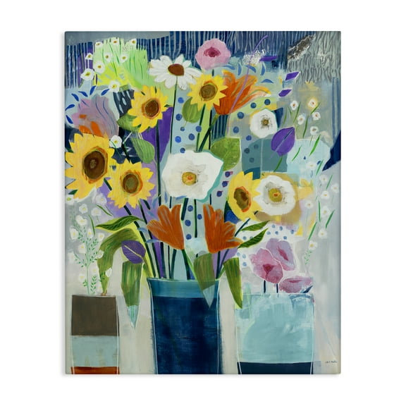 Stupell Industries Bright Sunflowers & Blooms Plants & Flowers Painting Wrapped Canvas Art Print Wall Art, 16 x 20