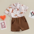 thumbnail image 3 of Toddler Baby Boys Valentine's Day Clothes Short Sleeve Dinosaur Print Shirt and Solid Color Shorts Sets, 3 of 8