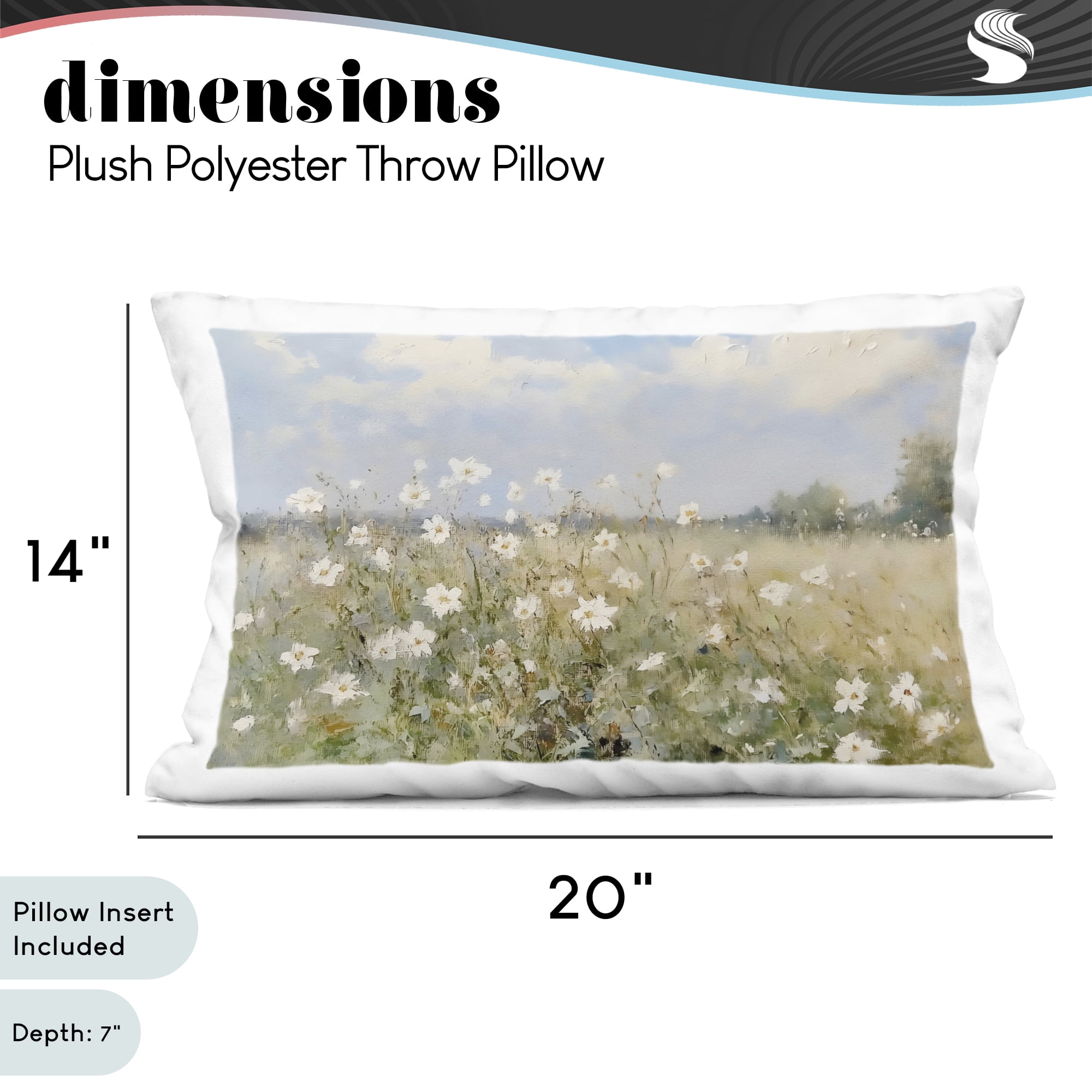 Stupell Industries Neutral Wildflower Field in Bloom Decorative Printed Throw Pillow, design by LSR Design Studio, 14 x 7 x 20