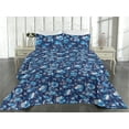 thumbnail image 2 of Ambesonne Poppy Quilted Bedspread Set 3 Pcs, Winter Colors Floral Scene, Twin, Sky Blue Ceil Blue Quartz, 2 of 4