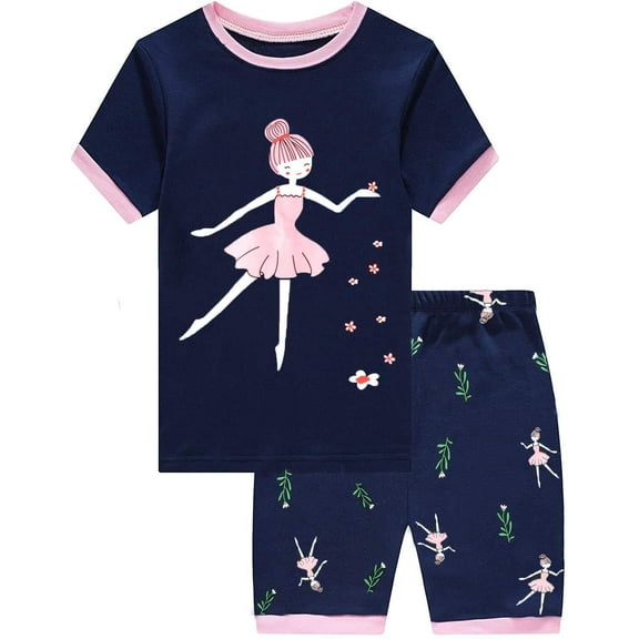 Little Hand Toddler Girl Pajamas Set Dancing girl Summer Kids Pjs Cotton Sleepwear 2T