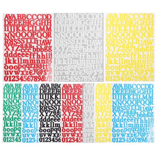 12 Sheets Adhesive Stickers English Alphabet Number Stickers Laptop Decals Number Letter Sticker