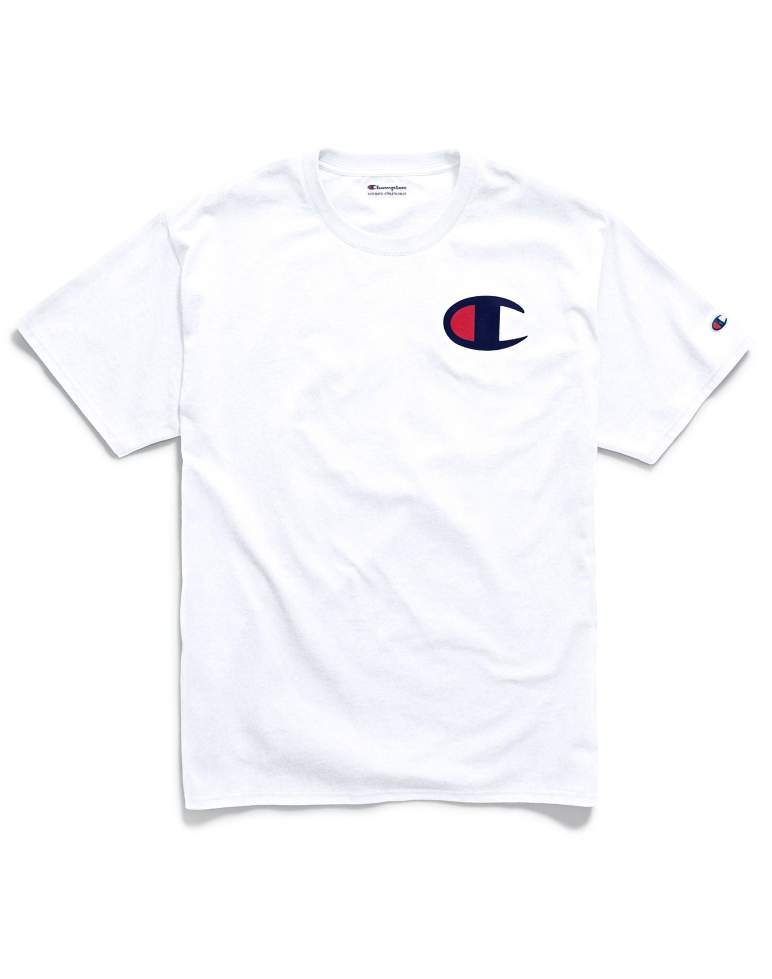 Champion Mens Classic Jersey ShortSleeve Tee, XL, Big C White