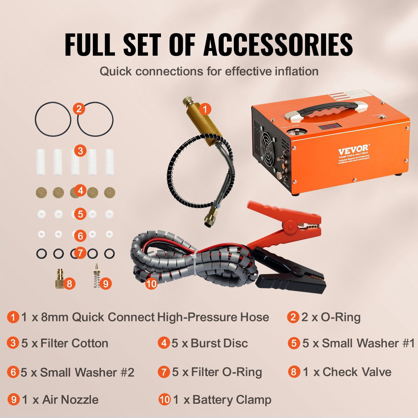 PCP Air Compressor 4500PSI, Lightweight & Oil-Free, Auto-Stop, Dual-Power 12V/120V, for Paintball, Air Rifles & Scuba