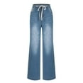 thumbnail image 5 of HOWPAY Wide Leg Jeans for Women Stretch High Waisted Elastic Drawstring Denim Pants with Pockets Baggy Lightweight Comfy Boyfriend Y2k Pants BU2 XXL, 5 of 5