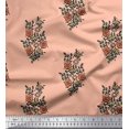 thumbnail image 1 of Soimoi Rayon Fabric Leaves & Floral Block Printed Fabric 1 Yard 42 Inch Wide, 1 of 3