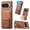 Brown, variant on Magnetic Carbon Fiber Case for Google Pixel 9A with Holder Kickstand, Fiber Texture Wallet Phone Case with Card Holder Durable Military Grade Protection Cover for Google Pixel 9A, Khaki