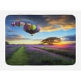 thumbnail image 1 of Hot Air Balloon Bath Mat, Spring Lavender Field at Sunrise Various Air Vehicle on Sky Print, Plush Bathroom Decor Mat with Non Slip Backing, 29.5" X 17.5", Blue and Pale Blue, by Ambesonne, 1 of 2