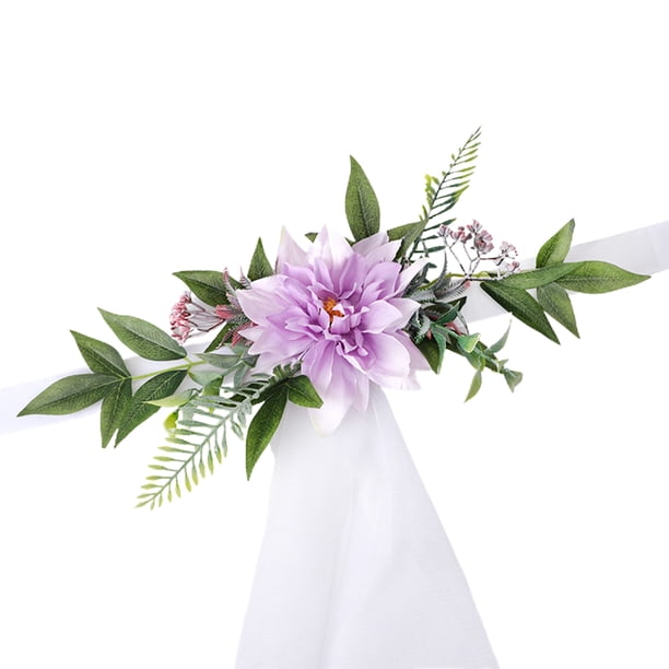 Silla nueva con respaldo de flores para banquete silla para celebración de boda decoración flor artificial púrpura + malla de 15x1M ANGGREK Otros