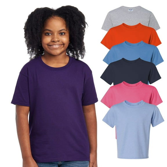 JERZEES - Youth Mixed Color T-Shirt, Dri-Power 50/50 Cotton and Polyester Tees, Assorted T-Shirts | Bulk Pack- 6 | 5.4 oz, Size: XS