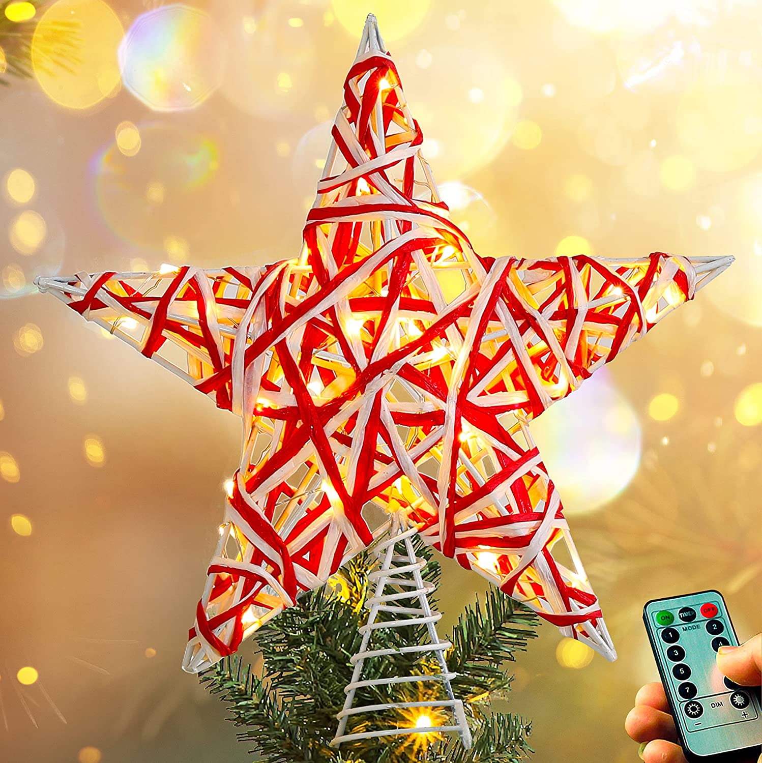 Christmas Tree Topper Star LED Lights Star Treetop Battery Operated