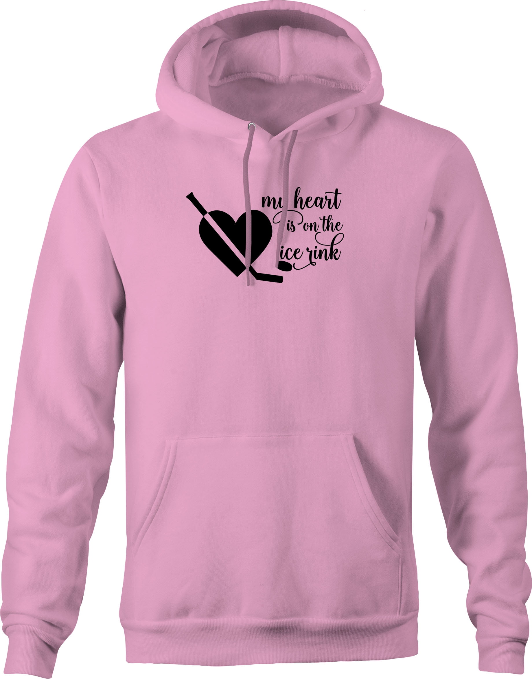 My Heart Is On Ice Rink Ice Hockey Love Sport Pink XL Hoodie