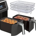 thumbnail image 6 of Stackable Air Fryer Racks Rectangular Stainless Steel Multi Layer Dehydrator Rack for Air Fryer Grilling Baking Steaming Compatible with Most 10 in and Larger Air Fryers Set of 3, 6 of 6