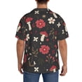 thumbnail image 5 of Naloa Fly Agaric and Flowers Men's Loose Fit Cuban Collar Short-Sleeve Shirt with Button-down and Chest Pocket for Everyday Wear Outings - Medium, 5 of 7