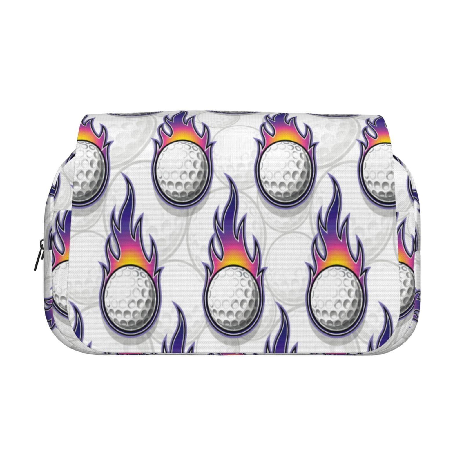 Rateoe Golf balls Pattern Double Clamshell Pen Case, Storage Organizer with Two Zipper Compartments– Holds Up to 50 Pencils & Pens