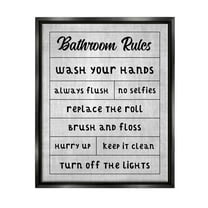 Stupell Industries Bathroom Rules Checklist Graphic Art Jet Black Floating Framed Canvas Print Wall Art, Design by CAD Designs