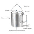 thumbnail image 2 of 750ml Stainless Steel Pot Portable Water Mug Cup with Lid and Foldable Handle Outdoor Camping Cooking Picnic, 2 of 5