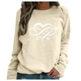 thumbnail image 2 of Idoravan Valentine's Day Clothing,Valentine's Day Outfits Women's Casual Footprints Printing Raglan Long Sleeve Shirts Blouse Tops Beige XS, 2 of 4