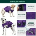 thumbnail image 3 of Kuoser Dog Life Jacket, Reflective and Adjustable Dog Life Vest for Small Medium Large Dogs, Purple, S, 3 of 8