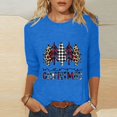 thumbnail image 4 of Women's Christmas Tree Print Tops Christmas Graphic Tee Tops Casual 3/4 Length Sleeve Crewneck Soft T Shirts, 4 of 5