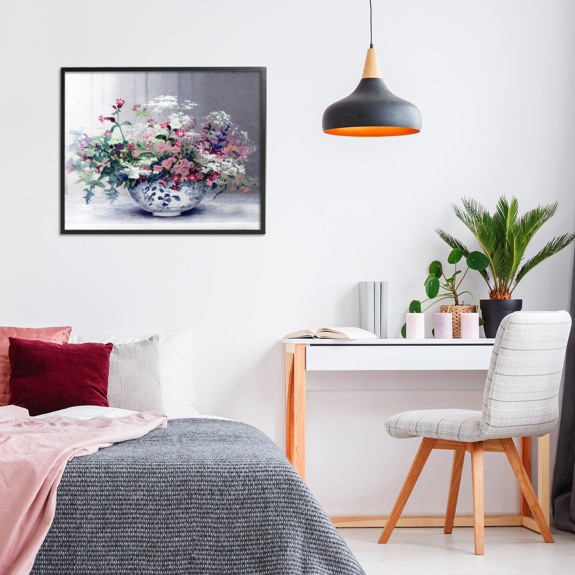 Painterly Elegant Blooms Vase Black Framed Giclee Art, design by Lettered and Lined
