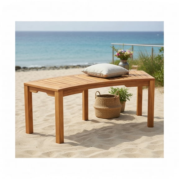 GVN Outdoor Bench, Outdoor Garden Bench,Set of 1 Outdoor Bench Acacia Wood Curved Garden Bench 2-Person
