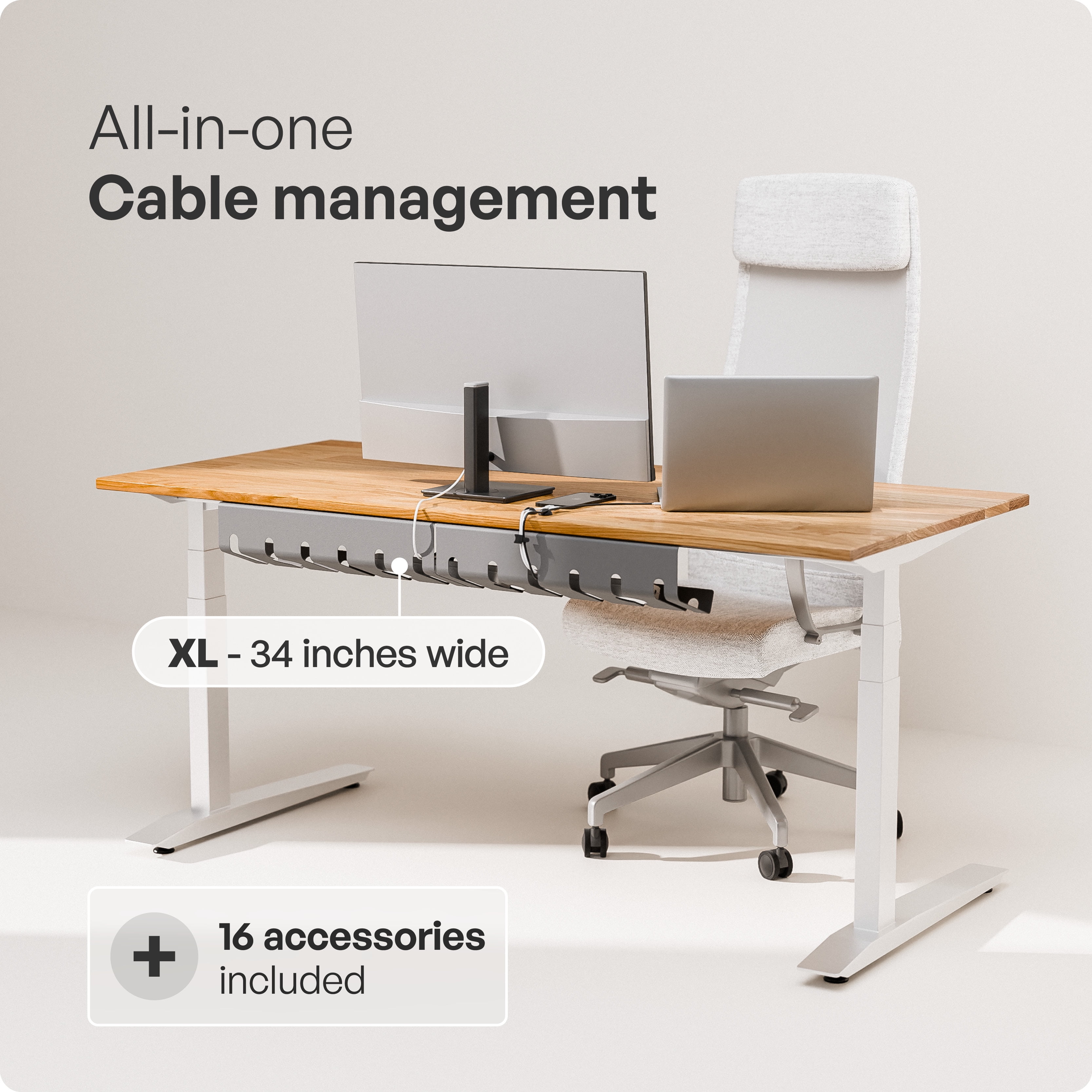 pamo Cable Management Under Desk for Easy mounting Under-Table I Set of 2 - with 10X Cable Ties I Desk Organizer for Office/Home Office Table Thoughtful Cable Tray Holder