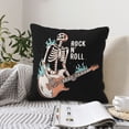thumbnail image 2 of DouZhe Velvet Decorative Throw Pillow Covers Set of 2, Soft Square Cushion Cover with Invisible Zipper Rock Skull Guitarist Printing, 18"x18", 2 of 7