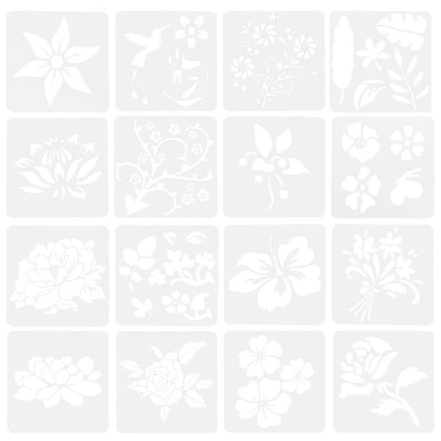 16 plantillas de pintura de flores.