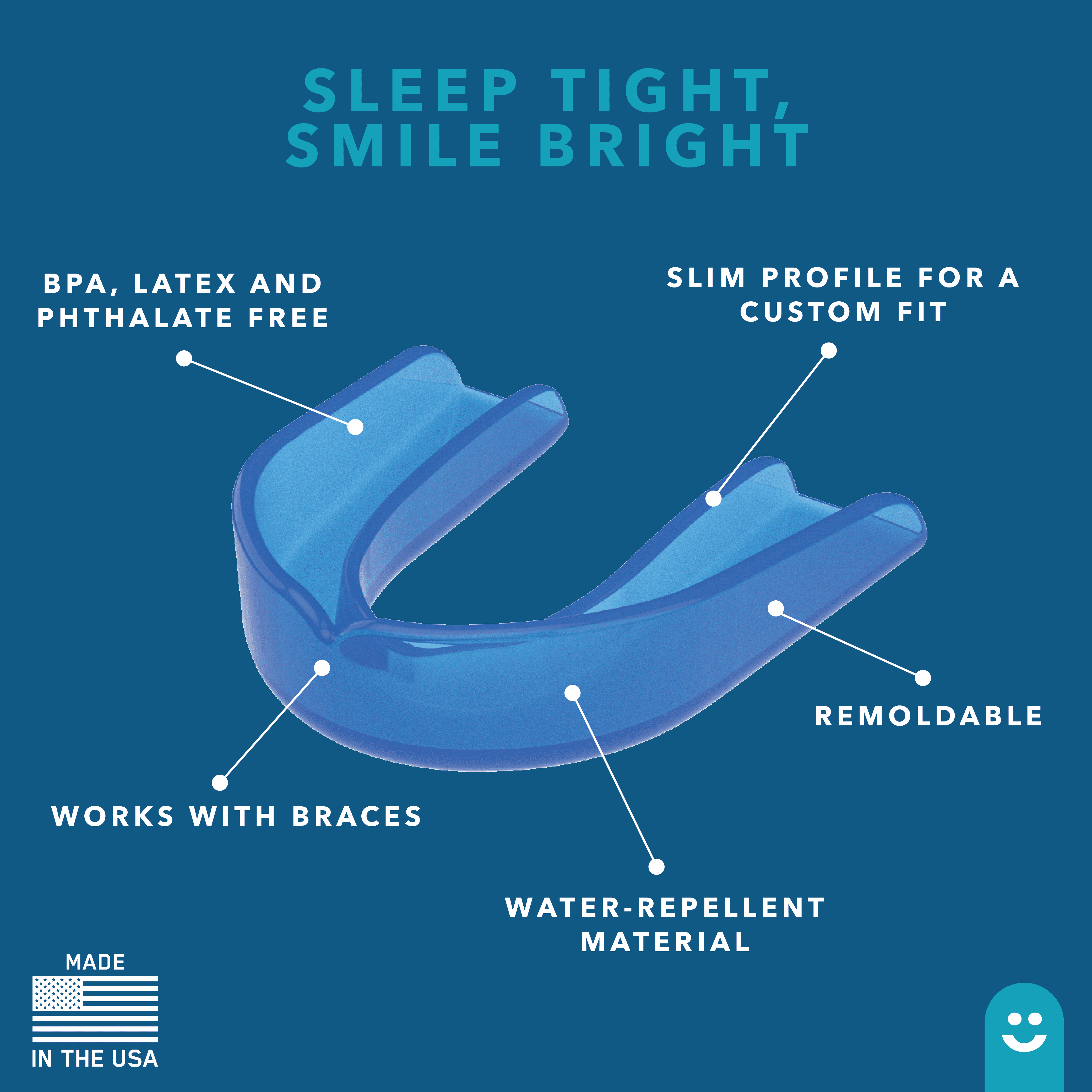Just Smile Night Guard 2 Pack - Mouth Guard for Teeth Clenching and Grinding, Comfortable Fit for Light and Heavy Clenching (Blue)