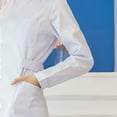 thumbnail image 4 of HAJWOH Scrubs for Women Dress Lapel Neck Long Sleeve Button Work Dresses Stretchy Lightweight Scrubs Dresses White S, 4 of 5