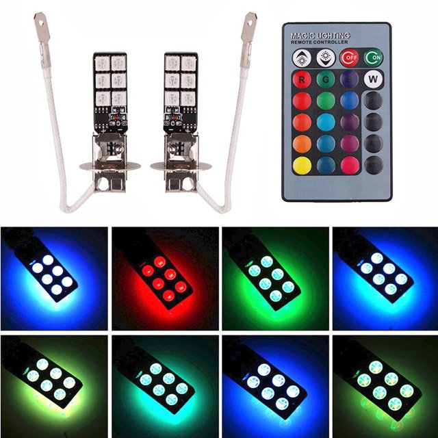 Kit d'Ampoules LED Changeant de Couleur H3 pour Télécommande