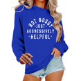 thumbnail image 5 of JFGHDG Women's Crewneck Graphic Sweatshirts Long Sleeve Oversized Loose Fit Shirts Drop Shoulder Pullover Casual Tops Blue L, 5 of 8
