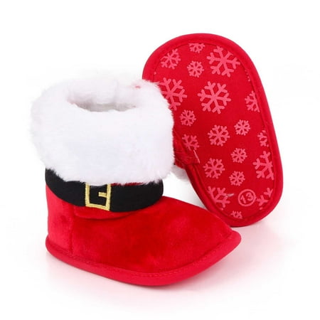 

Lanhui Christmas First Walker Baby Boys Girls Shoes Infant Toddler Winter Warm Footwear BootsNewborn Xmas Prewalker Boots