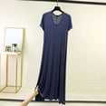 thumbnail image 2 of Asxite Womens Pajamas Solid Rayon Stretchy Breathable Crew Neck Short Sleeve Nightgowns, 2 of 5