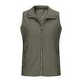 thumbnail image 5 of YOIAVAIOY Womens Puffer Sleeveless Jacket Lightweight Quilted Vests Lapel Collar Padded Waistcoat Fall Winter Outerwear Army Green M, 5 of 8