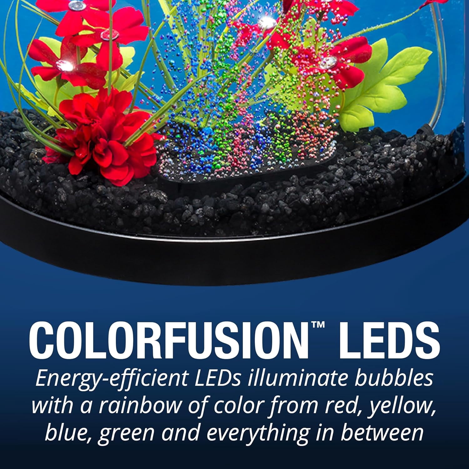 3 Gallon Small Fish Tank, Aquarium Starter Kit, with Filter, Air Pump, & Color Changing Light, Half Moon Shape, for Gold Fish & Betta