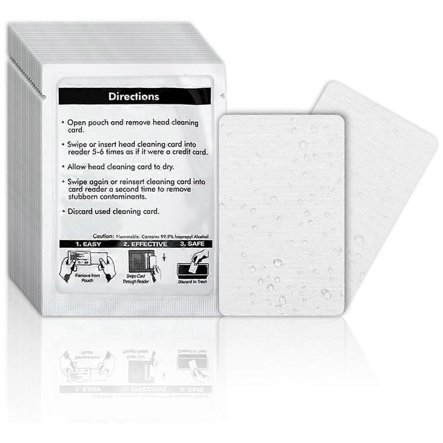 Card Reader Cleaning Cards - Dual Side Credit Card Reader Cleaner, CR80 Card Reader Cleaner POS Cleaning Cards (50PCS)