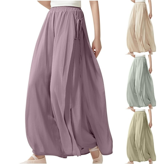 Utoimkio Women's Wide Leg Flowy Pants Summer Casual Loose High Waisted Lounge Pants for Women